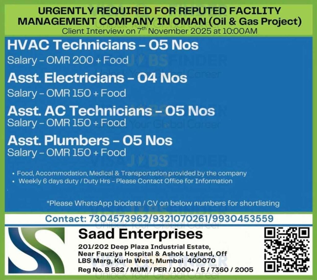 Visa-Sponsorship-Oman-HVAC-Electrician-Technician-Jobs-2025