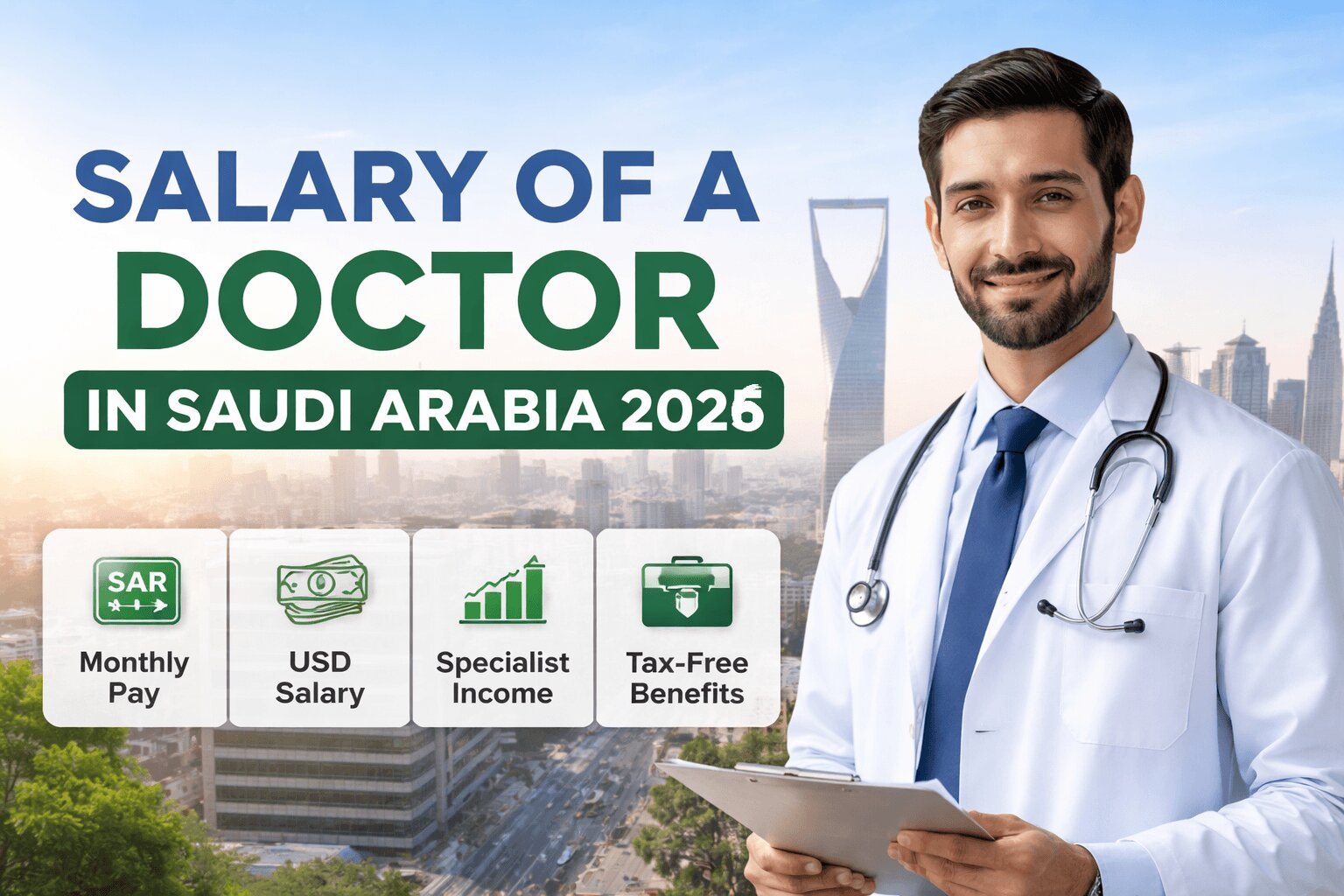 salary of a docter in saud arabia showing monthly pay, USD salary, and specialist income in 2026